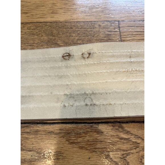 Iconic Vintage Chanel Metallic Gold Rectangle W/ Original Cloth Belt 70s Womens - Picture 10 of 16